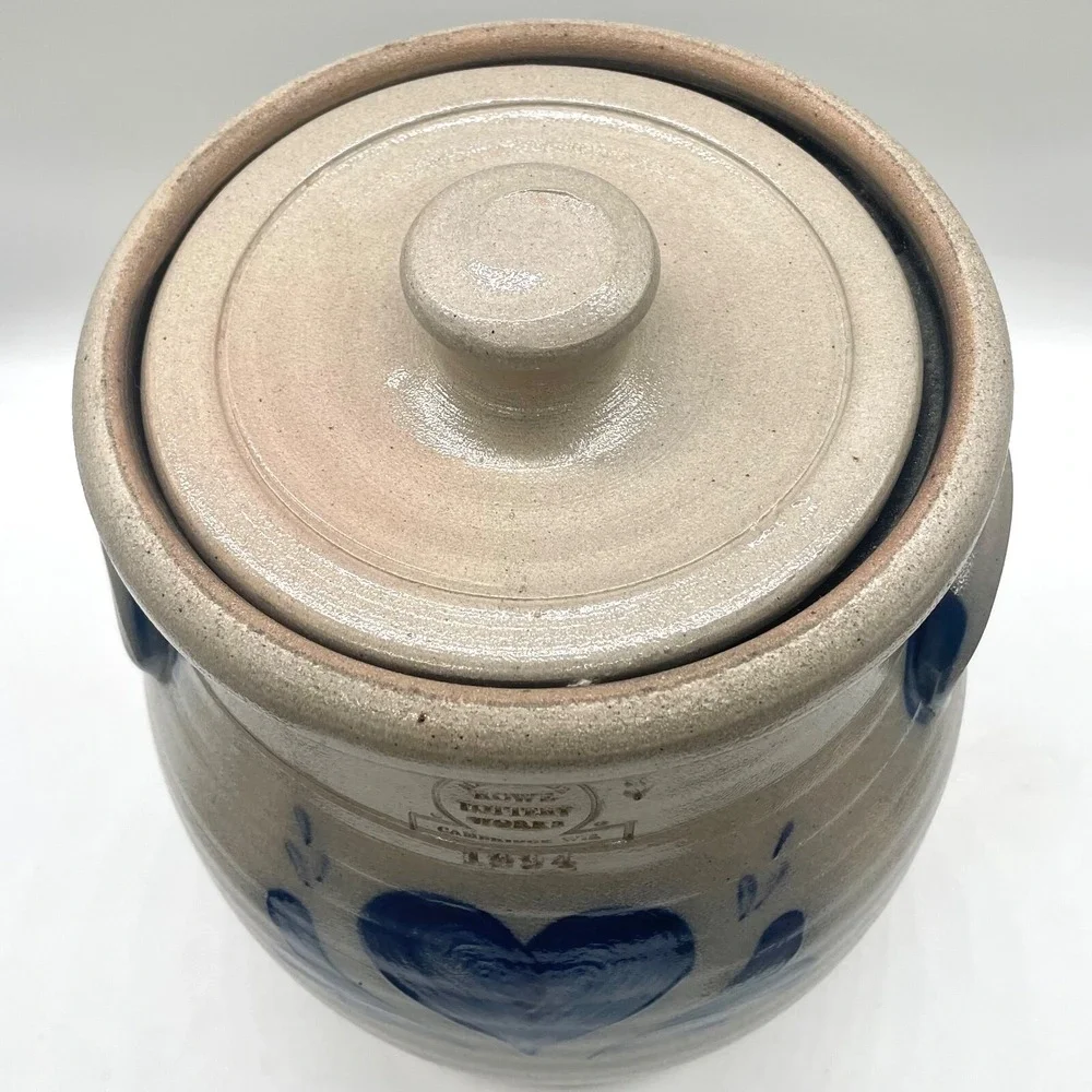 1994 Rowe Pottery Works Cannister Crock w/‎ lid 12